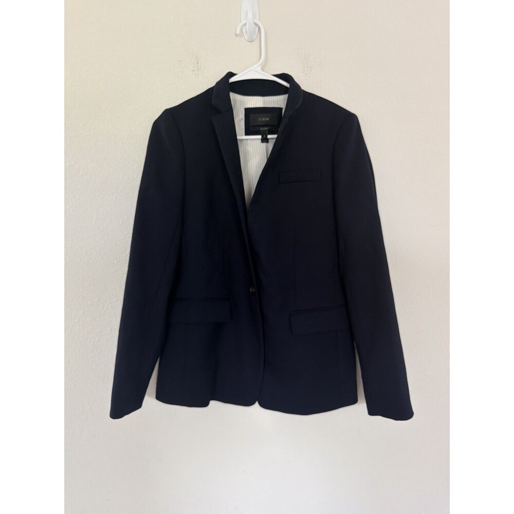 J.Crew Regent Blazer Size 4 Navy Single Breasted Pinstripe Old Money Academia